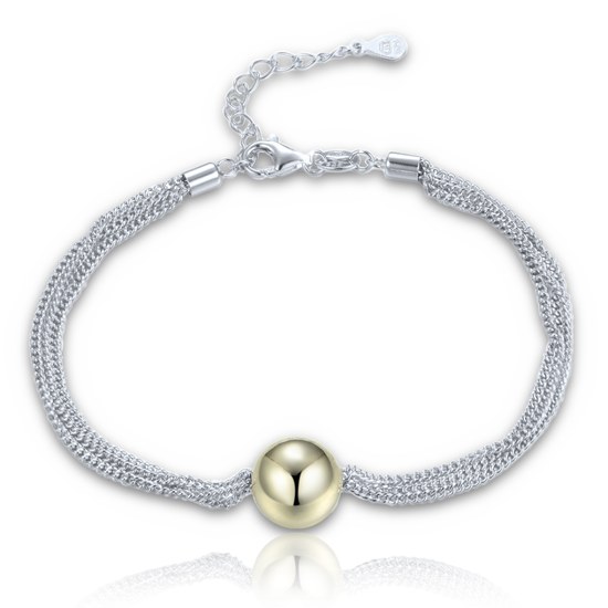 MINET Elegantní dvoubarevný stříbrný náramek se třemi řetízky s kuličkou