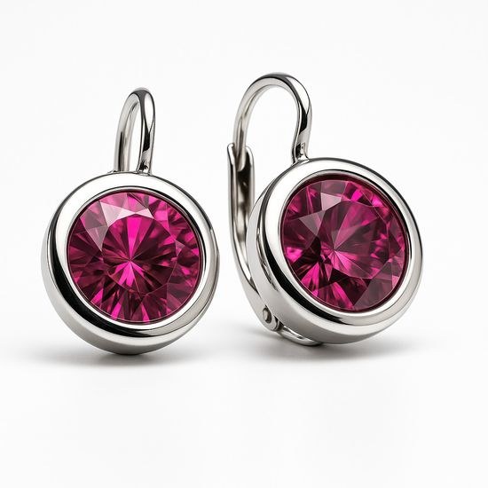 Stříbrné náušnice s růžovým zirkonem