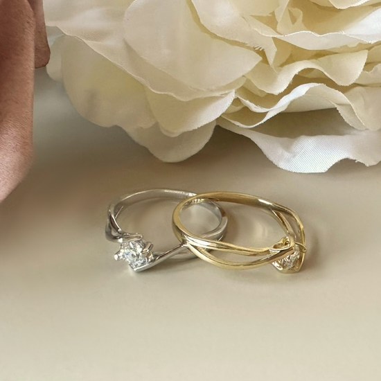 MINET Zlatý zásnubní prsten z bílého zlata s bílým zirkonem Au 585/1000 vel. 53 - 1,65g