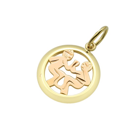 Zlatý 585/1000 přívěsek ze žlutého a červeného zlata zvěrokruh Blíženci