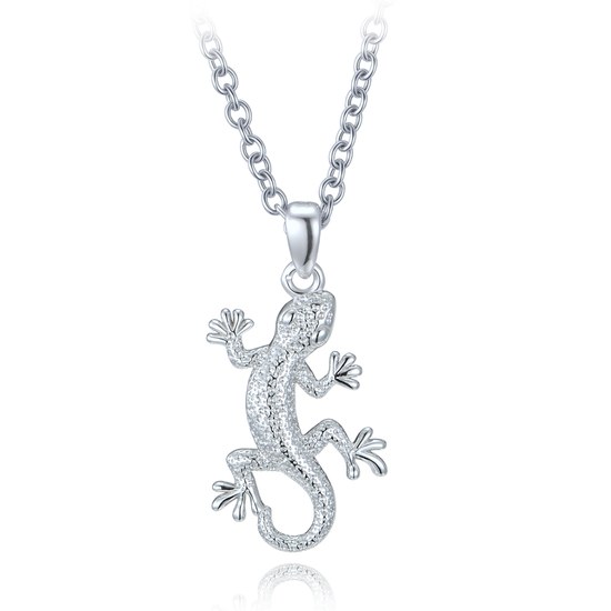 MINET Stříbrný náhrdelník ještěrka