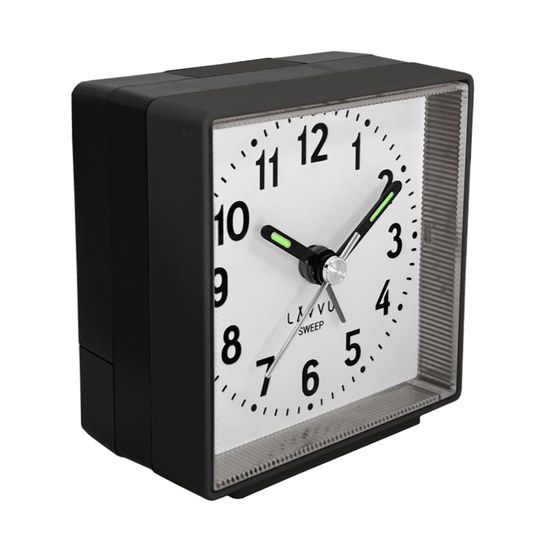 LAVVU Černý budík SWEEP s plynulým chodem LAS3010