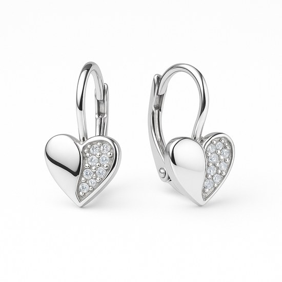 Zlaté náušnice z bílého zlata se zirkony klapkové