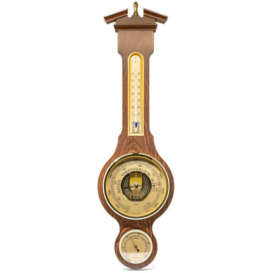 Barometr s teplměrem a vlhkoměrem na dřevěné podložce 6699-12