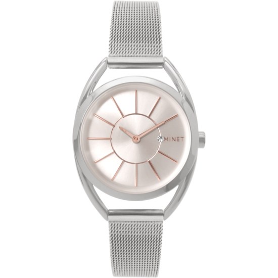 Stříbrné dámské hodinky MINET ICON SILVER ROSE MESH MWL5010