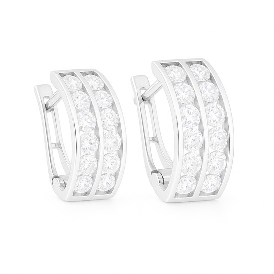 Zlaté 585/1000 záušnice z bílého zlata s kameny francouzské zapínání 6028Bn