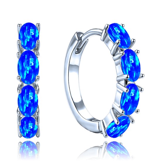 MINET Stříbrné náušnice s modrými opálky