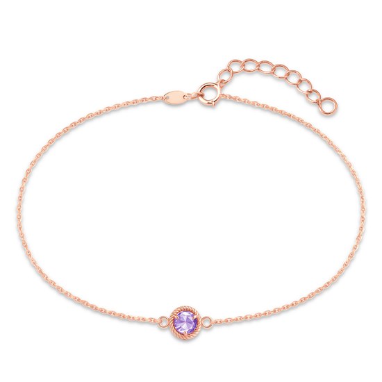 MINET Decentní zlatý rose gold náramek s fialovým zirkonem Au 585/1000 0,75g