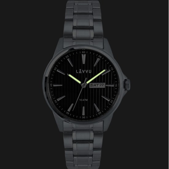 LAVVU Stylové pánské hodinky TRONES Black 100M