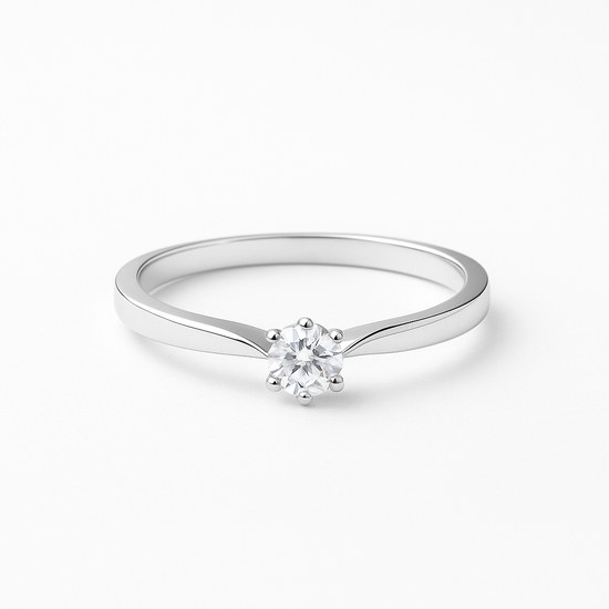 Zlatý prsten z bílého zlata se zirkonem