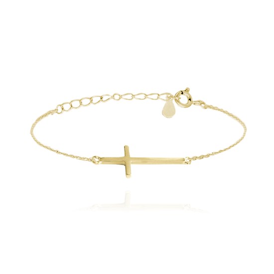 MINET Pozlacený stříbrný náramek KŘÍŽ ležatý