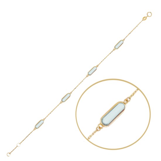 MINET Elegantní zlatý náramek se světle modrými zirkony Au 585/1000 1,90g