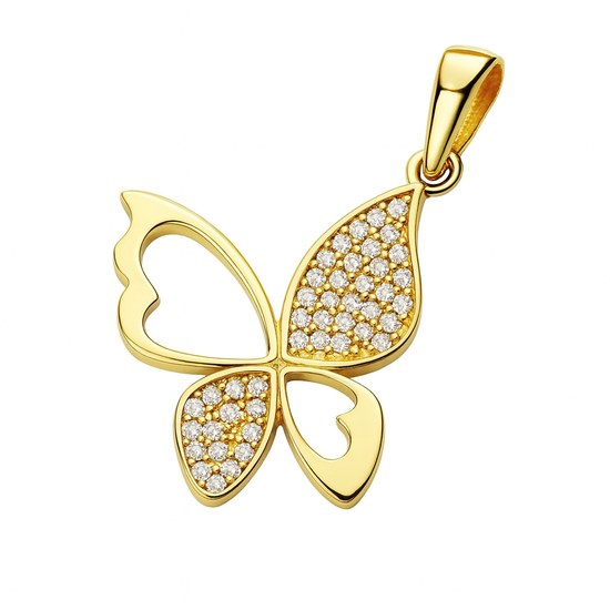 Zlatý 585/1000 přívěsek se zirkony motýl 3998