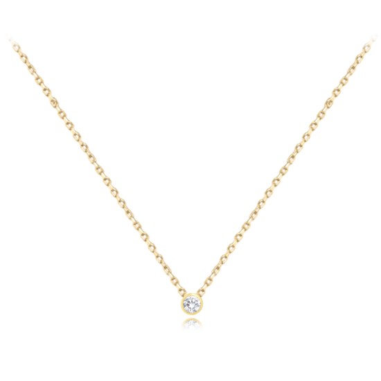 MINET Zlatý náhrdelník s bílým zirkonem Au 585/1000 1,10g