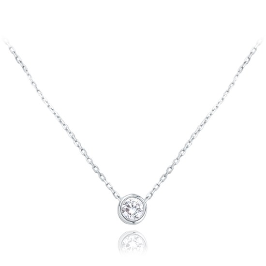 MINET Náhrdelník z bílého zlata s bílým zirkonem Au 585/1000 1,45g
