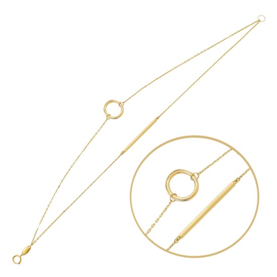 MINET Dvojitý zlatý náramek s kroužkem Au 585/1000 1,65g