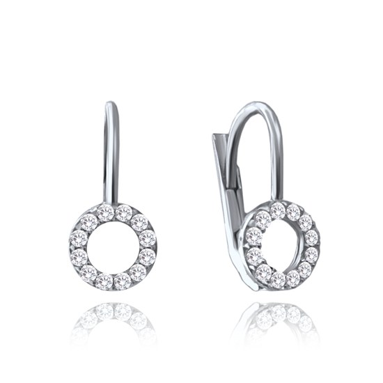 MINET Zlaté náušnice z bílého zlata kroužky s bílými zirkony Au 585/1000 1,45g