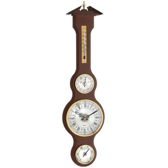 Meteostanice kaplička TFA 45.3004.03 - ořech s teploměrem, vlhkoměrem, barometrem a hodinami