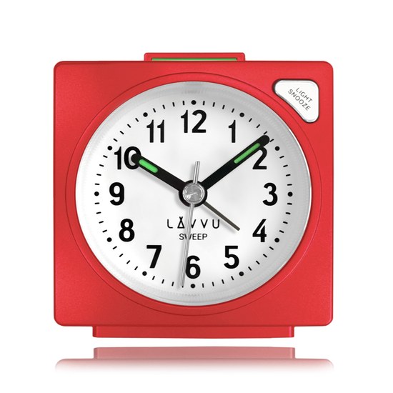 LAVVU LAS3047 - Červený budík SWEEP s plynulým chodem - 3 ROKY ZÁRUKA!