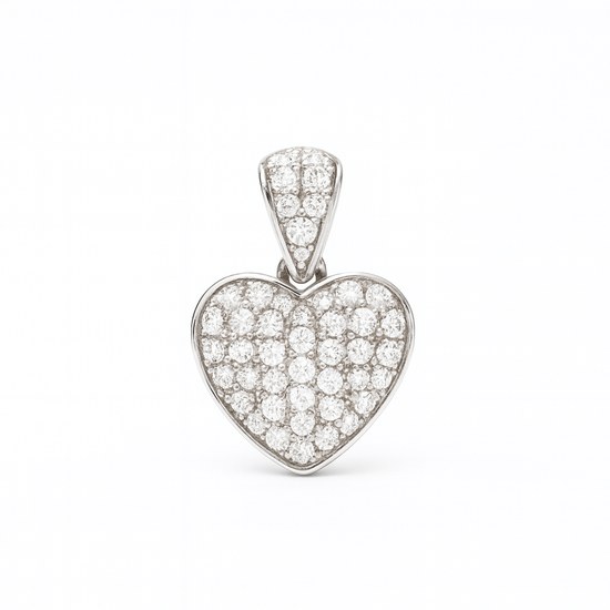 Zlatý 585/1000 přívěs srdce z bílého zlata s brilianty 387.0092 0,19ct