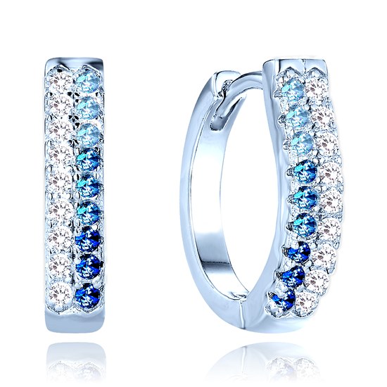 MINET Luxusní stříbrné náušnice s bílými a modrými zirkony