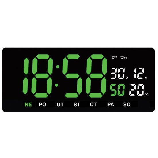 JVD DH3604.4 - Digitální stále svítící hodiny s datumem a dnem v týdnu v češtině