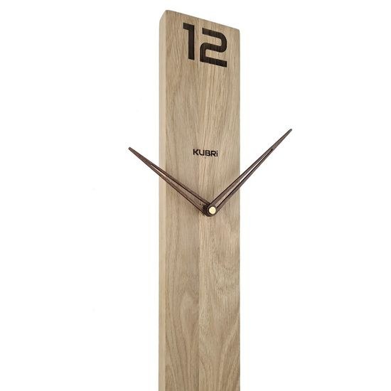 KUBRi 0112 - Dubové hodiny české výroby s minimalistickým designem a dřevěnými ručkami