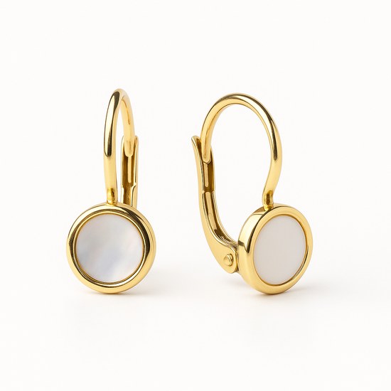 Zlaté náušnice s perletí klapkové