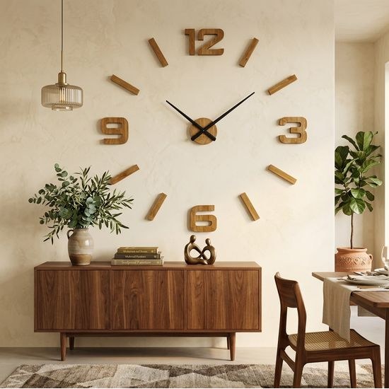 Flexistyle z540g - dubové nalepovací hodiny s průměrem 100-130 cm