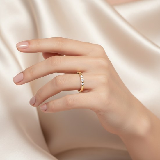 Zlatý 585/1000 prsten se zirkony TU-5005