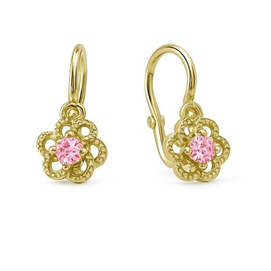 Zlaté naušnice kytičky růžové brizura