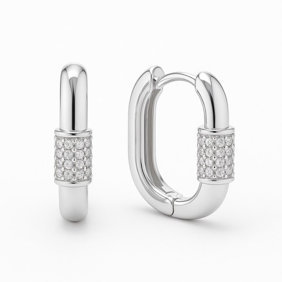 Zlaté náušnice se zirkony z bílého zlata