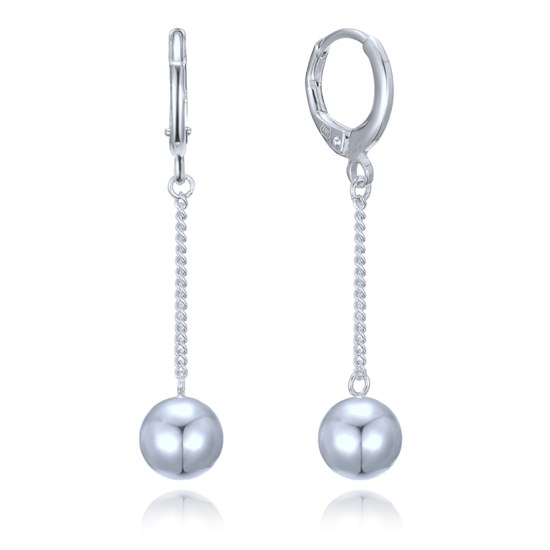 MINET Řetízkové stříbrné visací náušnice s kuličkami