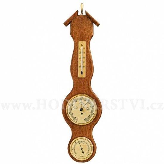 Barometr s teploměrem a vlhkoměrem na dřevěné podložce B203055