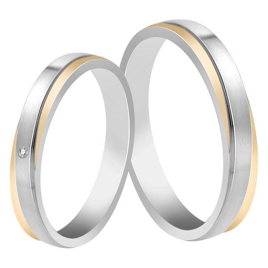Snubní prsten z chirurgické oceli dvoubarevný bez kamene