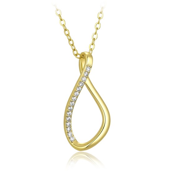 MINET Elegantní pozlacený stříbrný 925/1000 náhrdelník s bílým zirkonem JMAS0360GN45