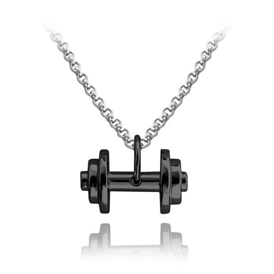 MINET Černý stříbrný náhrdelník FITNESS ČINKA