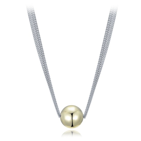 MINET Elegantní dvoubarevný stříbrný náhrdelník se třemi řetízky s kuličkou Ag 925/1000 10,70g