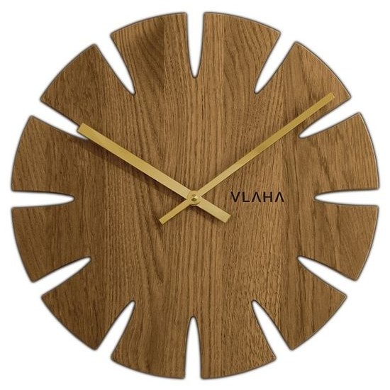 Dubové hodiny VLAHA VCT1013 vyrobené v Čechách se zlatými ručičkami