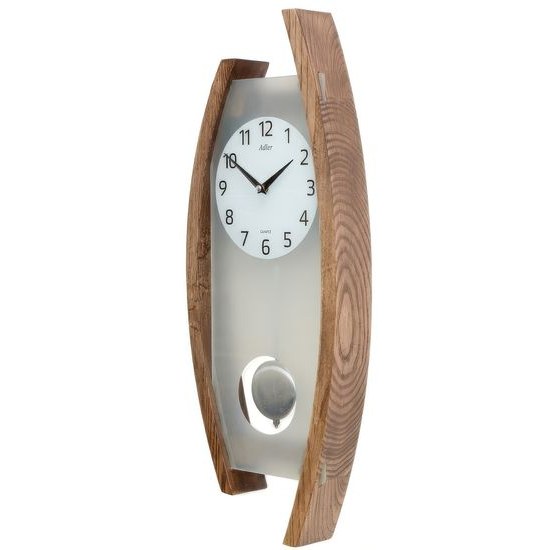 Adler 20230 - moderní kyvadlové hodiny ze dřeva a matného skla