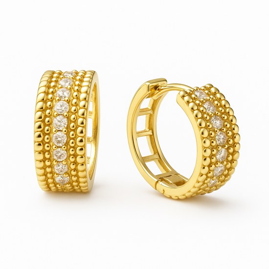 Zlaté náušnice se zirkony kruhy