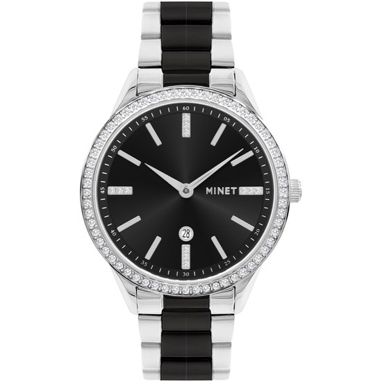 MINET Stříbrno-černé dámské hodinky AVENUE MWL5307