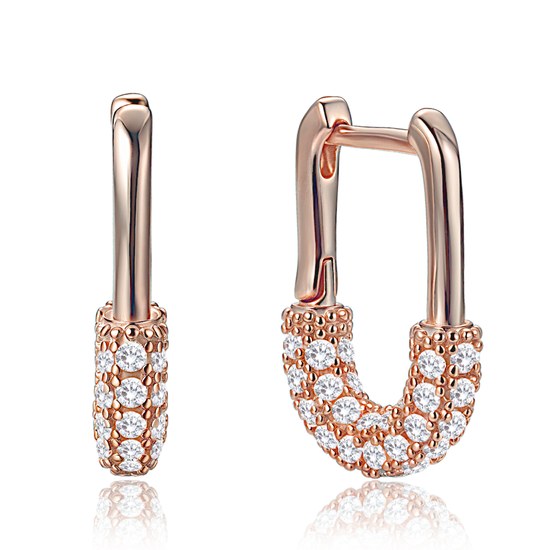 MINET Luxusní rosegold stříbrné 925/1000 náušnice se zirkony JMAS0330RE00