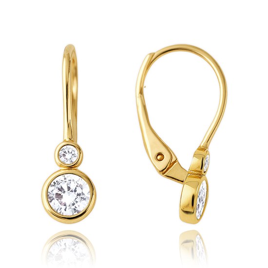 MINET Dětské zlaté náušnice s bílými zirkony Au 585/1000 1,65g