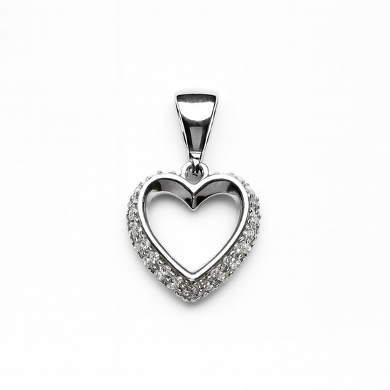 Zlatý 585/1000 přívěsek z bílého zlata srdce 30255