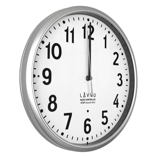 Lavvu LCR3010 - Stříbrné hodiny Accurate Metallic Silver řízené rádiovým signálem - 3 ROKY ZÁRUKA!