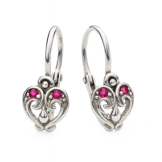 Zlaté naušnice z bílého zlata srdíčka brizura