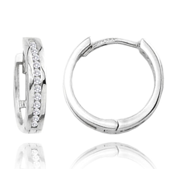 MINET Náušnice z bílého zlata kroužky se zirkony Au 585/1000 2,10g