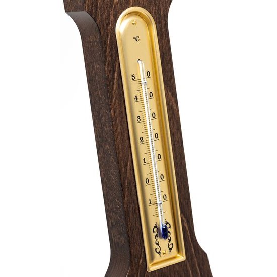 Barometr s teplměrem a vlhkoměrem na dřevěné podložce 6699-12
