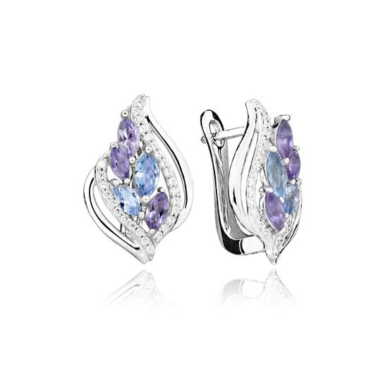 MOISS stříbrné náušnice AMETYST, TOPAZ